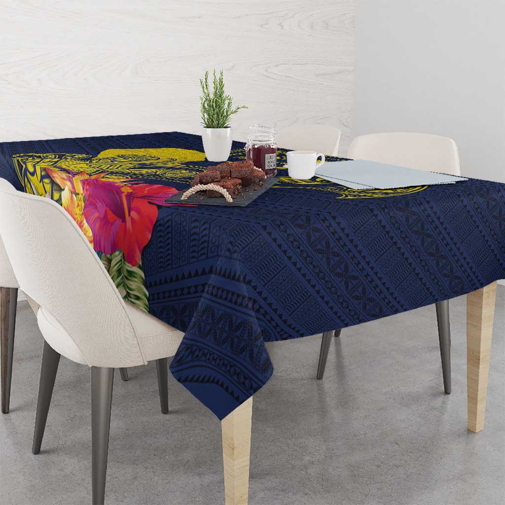 Niue Independence Day Tablecloth Hiapo Pattern Hibiscus Plumeria and Uga