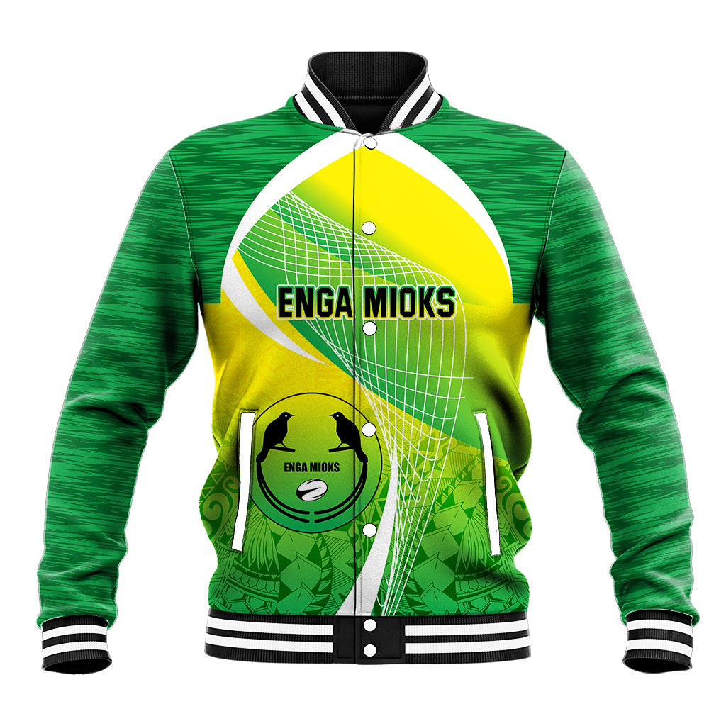 Enga Mioks Rugby Baseball Jacket Papua New Guinea Polynesian Tattoo LT03 Unisex Green - Polynesian Pride