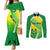 Enga Mioks Rugby Couples Matching Mermaid Dress and Long Sleeve Button Shirts Papua New Guinea Polynesian Tattoo LT03 Green - Polynesian Pride
