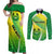Enga Mioks Rugby Couples Matching Off Shoulder Maxi Dress and Long Sleeve Button Shirts Papua New Guinea Polynesian Tattoo LT03 Green - Polynesian Pride
