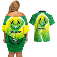 Enga Mioks Rugby Couples Matching Off Shoulder Short Dress and Hawaiian Shirt Papua New Guinea Polynesian Tattoo LT03 - Polynesian Pride