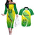 Enga Mioks Rugby Couples Matching Off The Shoulder Long Sleeve Dress and Hawaiian Shirt Papua New Guinea Polynesian Tattoo LT03 Green - Polynesian Pride