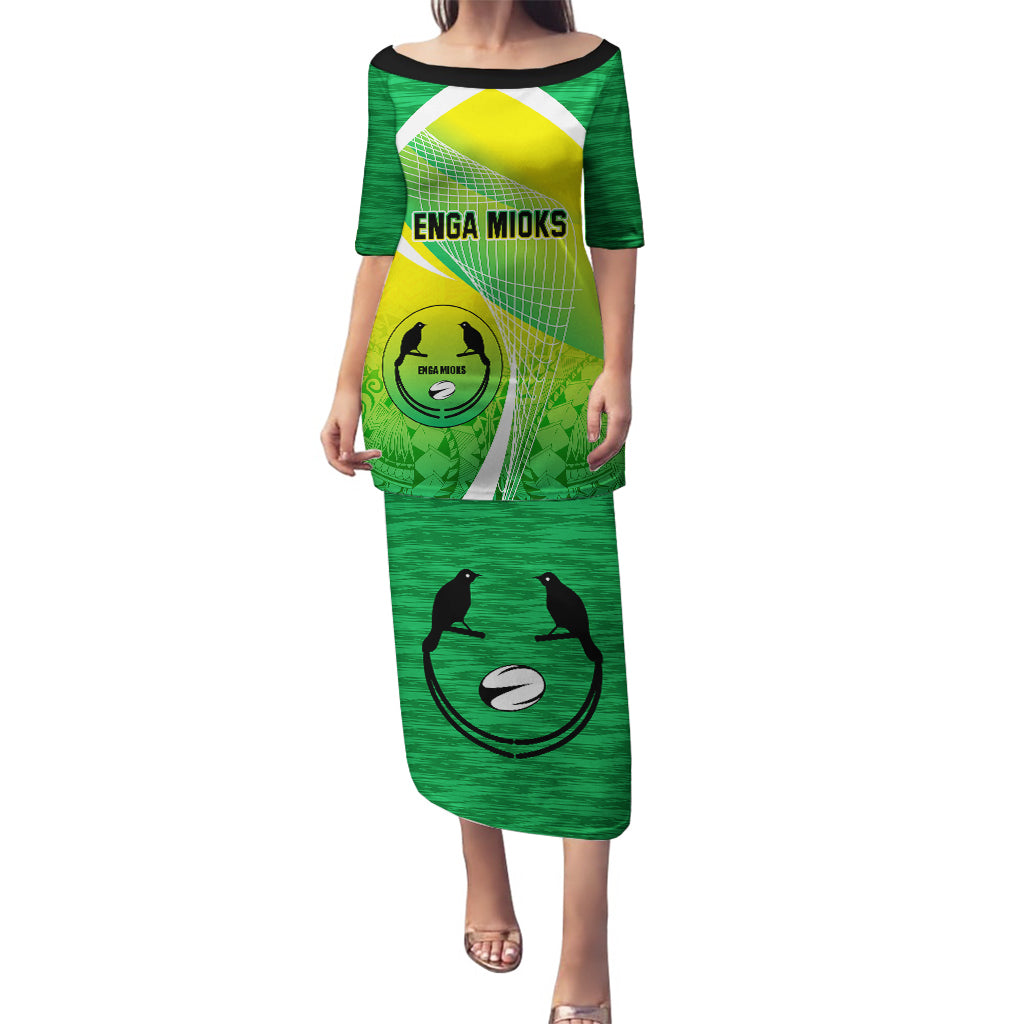 Enga Mioks Rugby Puletasi Papua New Guinea Polynesian Tattoo LT03 Long Dress Green - Polynesian Pride