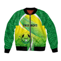 Custom Enga Mioks Rugby Bomber Jacket Papua New Guinea Polynesian Tattoo LT03 Unisex Green - Polynesian Pride