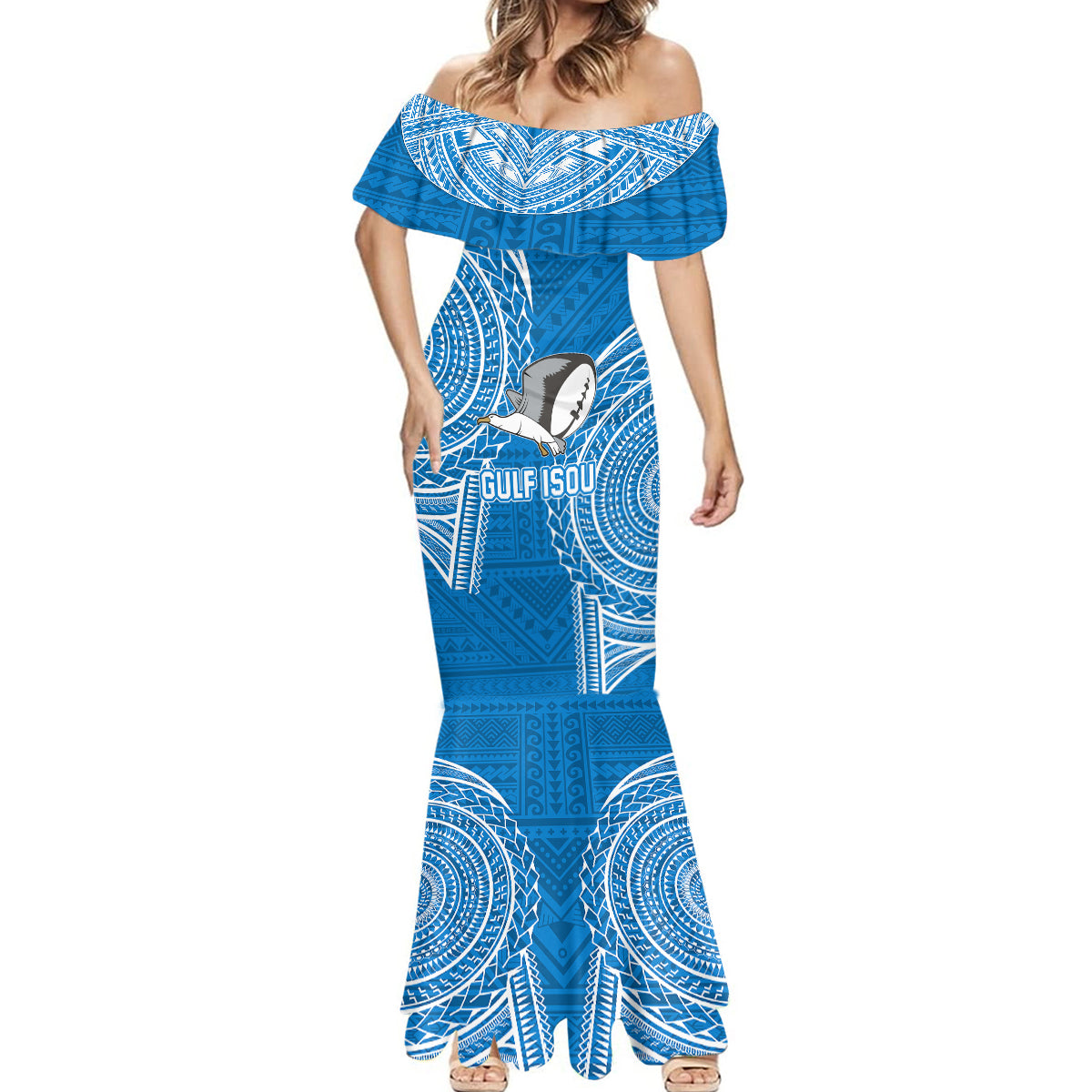 Gulf Isou Rugby Mermaid Dress Papua New Guinea Polynesian Tattoo LT03 - Polynesian Pride