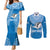 Custom Gulf Isou Rugby Couples Matching Mermaid Dress and Long Sleeve Button Shirts Papua New Guinea Polynesian Tattoo LT03 Blue - Polynesian Pride