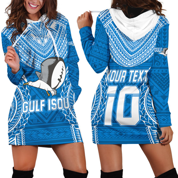 Custom Gulf Isou Rugby Hoodie Dress Papua New Guinea Polynesian Tattoo LT03