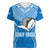 Custom Gulf Isou Rugby Women V Neck T Shirt Papua New Guinea Polynesian Tattoo LT03 Female Blue - Polynesian Pride