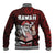 Hawaii Aloha Santa Claus Funny Polynesian Tattoo Baseball Jacket Red Color