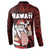 Hawaii Aloha Santa Claus Funny Polynesian Tattoo Button Sweatshirt Red Color