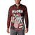 Hawaii Aloha Santa Claus Funny Polynesian Tattoo Button Sweatshirt Red Color