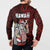 Hawaii Aloha Santa Claus Funny Polynesian Tattoo Button Sweatshirt Red Color