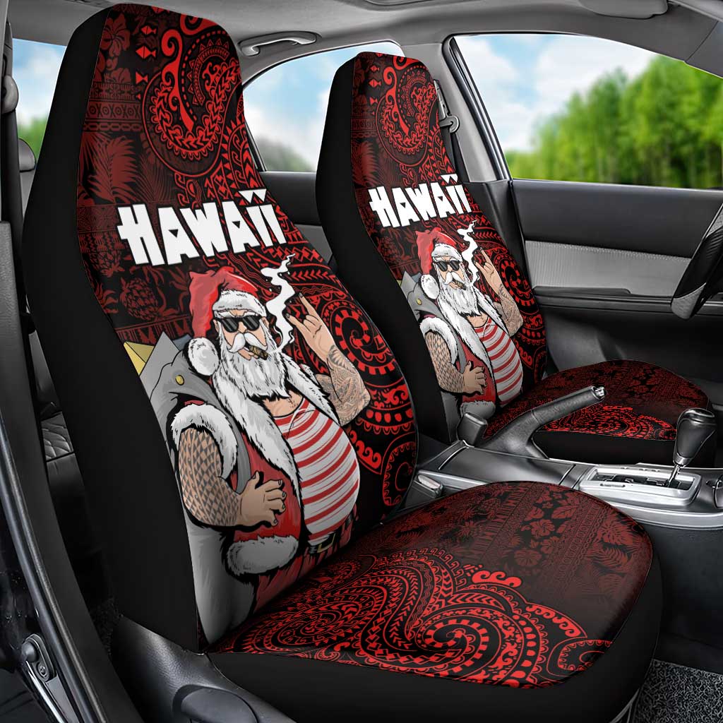 Hawaii Aloha Santa Claus Funny Polynesian Tattoo Car Seat Cover Red Color