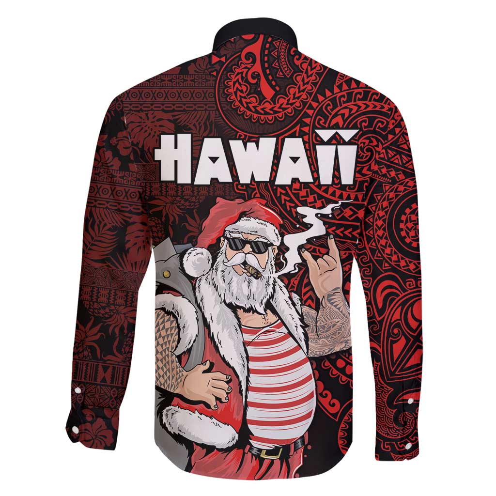 Hawaii Aloha Santa Claus Funny Polynesian Tattoo Family Matching Mermaid Dress and Hawaiian Shirt Red Color LT03 - Polynesian Pride