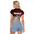 Hawaii Aloha Santa Claus Funny Polynesian Tattoo Raglan Cropped T Shirt Red Color
