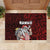 Hawaii Aloha Santa Claus Funny Polynesian Tattoo Rubber Doormat Red Color