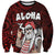Hawaii Aloha Santa Claus Funny Polynesian Tattoo Sweatshirt Red Color