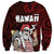 Hawaii Aloha Santa Claus Funny Polynesian Tattoo Sweatshirt Red Color