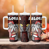 Hawaii Aloha Santa Claus Funny Polynesian Tattoo Tumbler With Handle Red Color