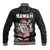 Hawaii Aloha Santa Claus Funny Polynesian Tattoo Baseball Jacket Black Color