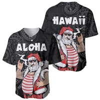 Hawaii Aloha Santa Claus Funny Polynesian Tattoo Baseball Jersey Black Color LT03 - Polynesian Pride