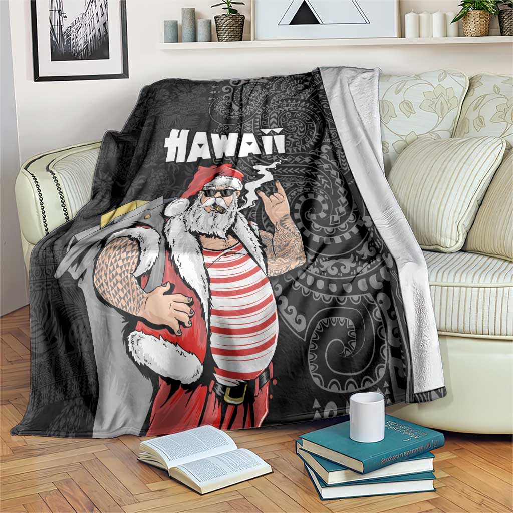 Hawaii Aloha Santa Claus Funny Polynesian Tattoo Blanket Black Color LT03 Black - Polynesian Pride
