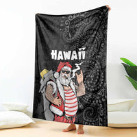 Hawaii Aloha Santa Claus Funny Polynesian Tattoo Blanket Black Color LT03 - Polynesian Pride