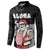 Hawaii Aloha Santa Claus Funny Polynesian Tattoo Button Sweatshirt Black Color