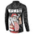 Hawaii Aloha Santa Claus Funny Polynesian Tattoo Button Sweatshirt Black Color
