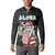 Hawaii Aloha Santa Claus Funny Polynesian Tattoo Button Sweatshirt Black Color