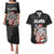Hawaii Aloha Santa Claus Funny Polynesian Tattoo Couples Matching Puletasi and Hawaiian Shirt Black Color