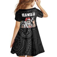 Hawaii Aloha Santa Claus Funny Polynesian Tattoo Family Matching Summer Maxi Dress and Hawaiian Shirt Black Color LT03 - Polynesian Pride