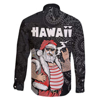 Hawaii Aloha Santa Claus Funny Polynesian Tattoo Family Matching Summer Maxi Dress and Hawaiian Shirt Black Color LT03 - Polynesian Pride