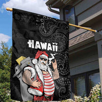 Hawaii Aloha Santa Claus Funny Polynesian Tattoo Garden Flag Black Color LT03 - Polynesian Pride