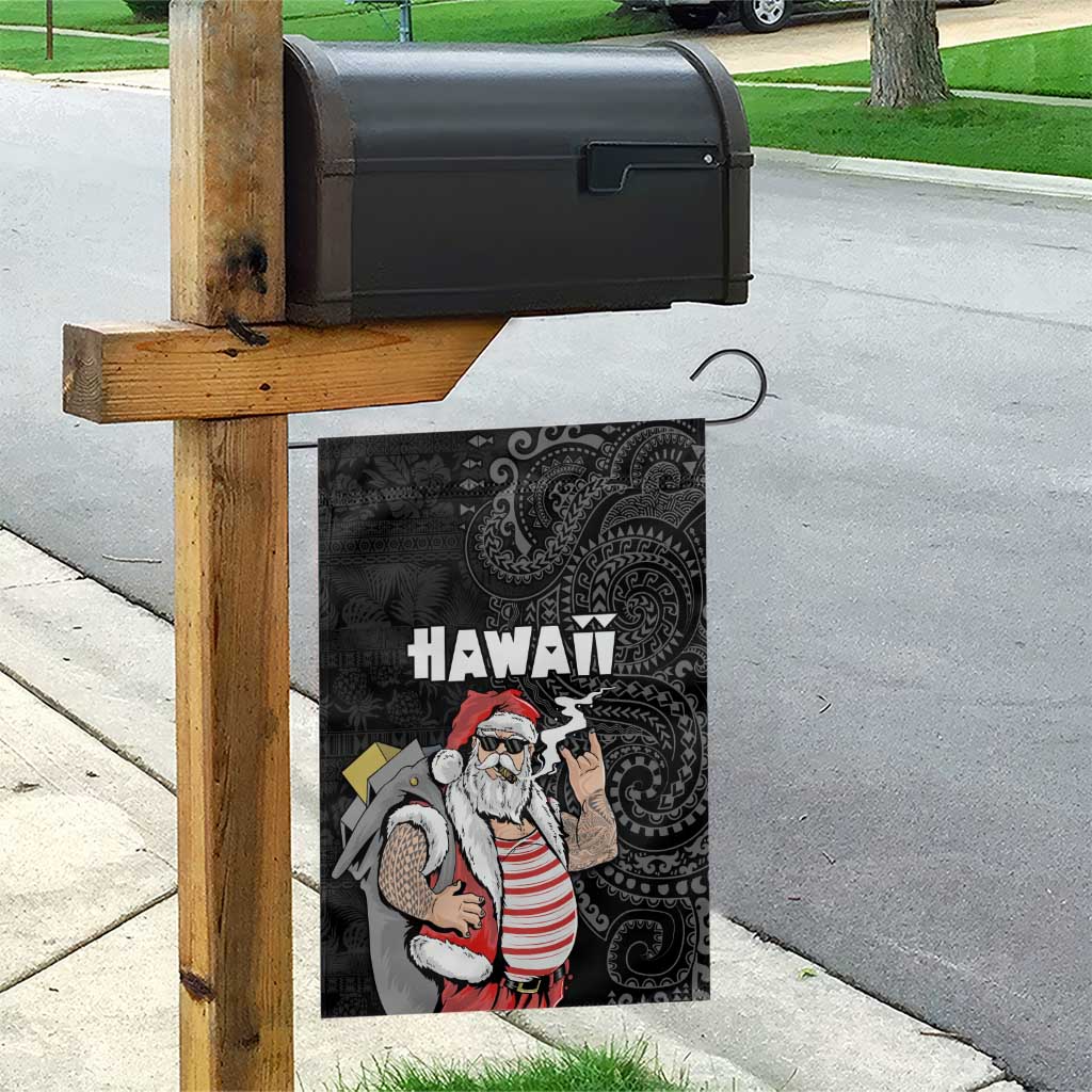 Hawaii Aloha Santa Claus Funny Polynesian Tattoo Garden Flag Black Color LT03 - Polynesian Pride
