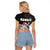 Hawaii Aloha Santa Claus Funny Polynesian Tattoo Raglan Cropped T Shirt Black Color