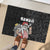 Hawaii Aloha Santa Claus Funny Polynesian Tattoo Rubber Doormat Black Color