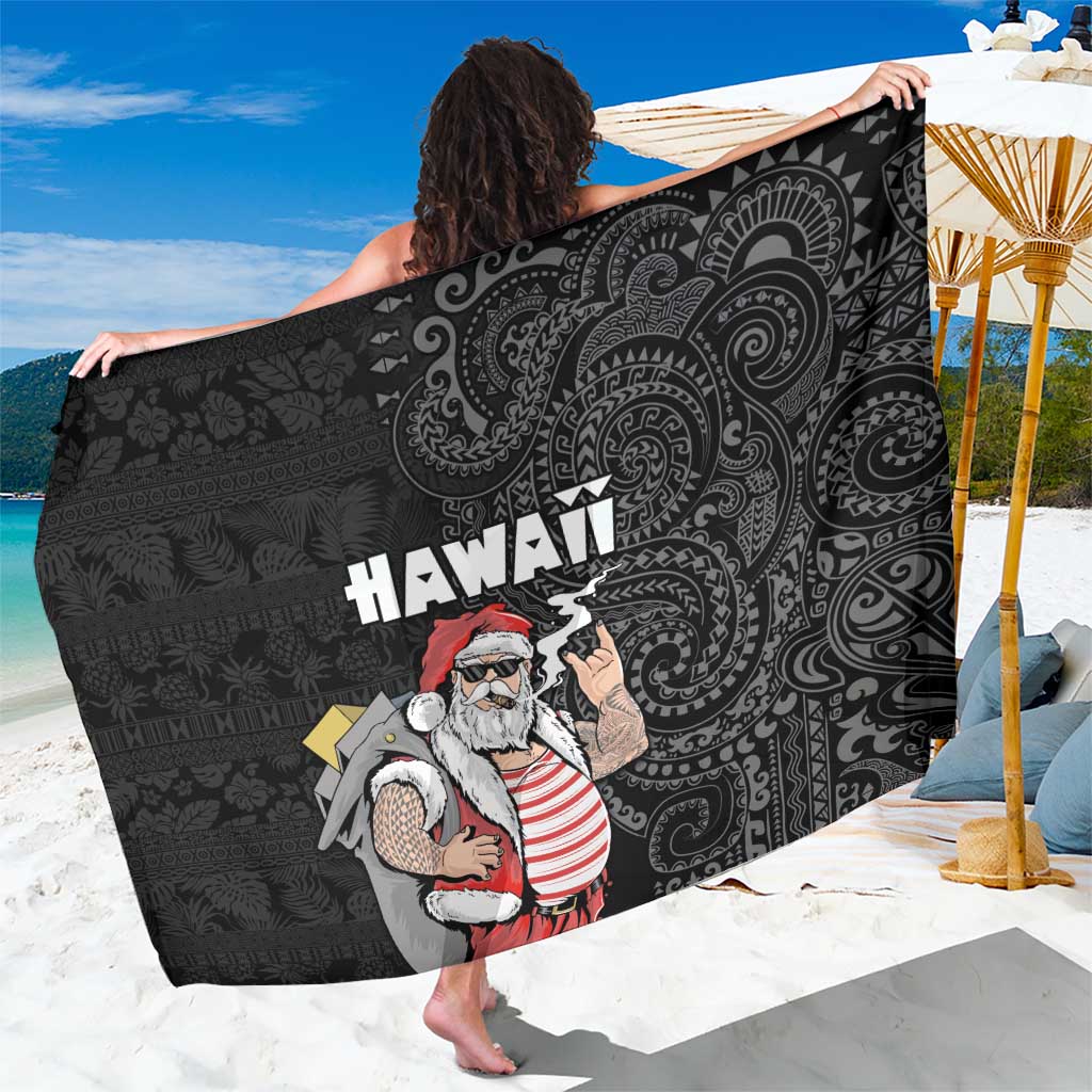 Hawaii Aloha Santa Claus Funny Polynesian Tattoo Sarong Black Color LT03 One Size 44 x 66 inches Black - Polynesian Pride