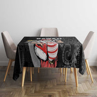 Hawaii Aloha Santa Claus Funny Polynesian Tattoo Tablecloth Black Color