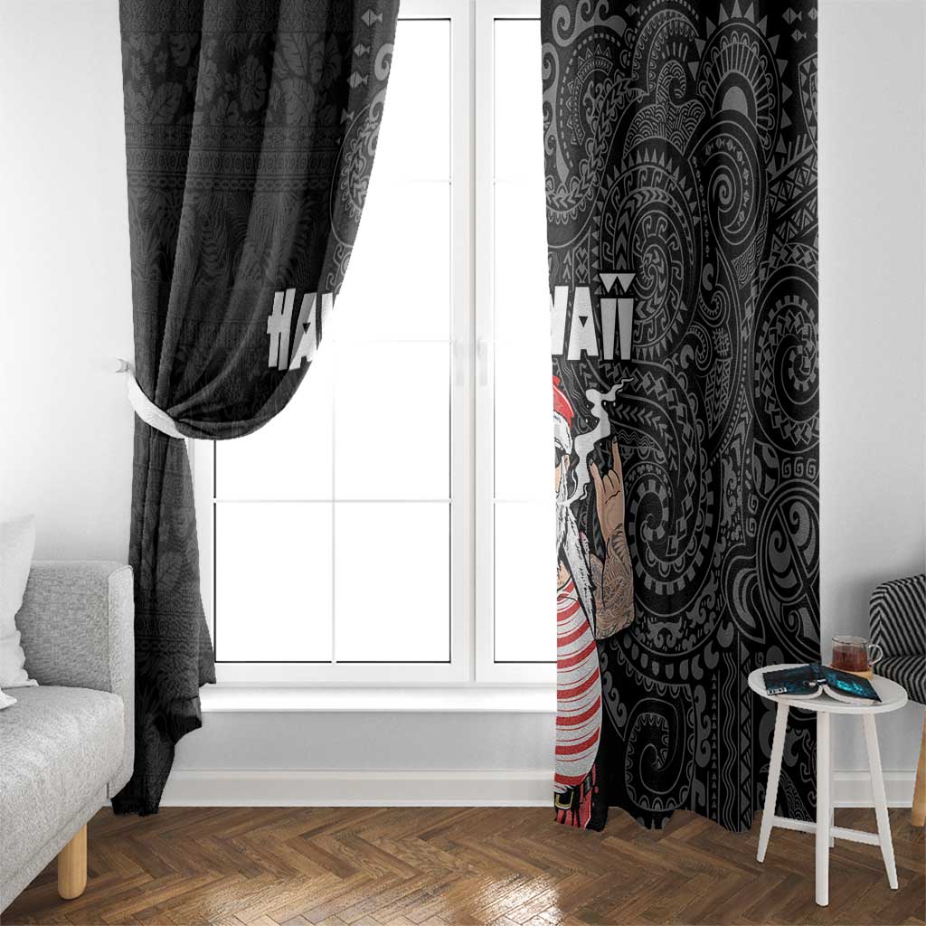 Hawaii Aloha Santa Claus Funny Polynesian Tattoo Window Curtain Black Color LT03 - Polynesian Pride