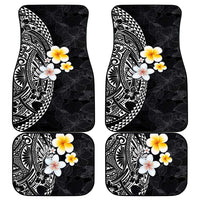 Hawaiian Hibiscus and Plumeria Polynesian Tribal Tattoo Car Mats Black Color