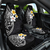 Hawaiian Hibiscus and Plumeria Polynesian Tribal Tattoo Car Seat Cover Black Color