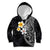 Hawaiian Hibiscus and Plumeria Polynesian Tribal Tattoo Kid Hoodie Black Color