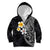 Hawaiian Hibiscus and Plumeria Polynesian Tribal Tattoo Kid Hoodie Black Color