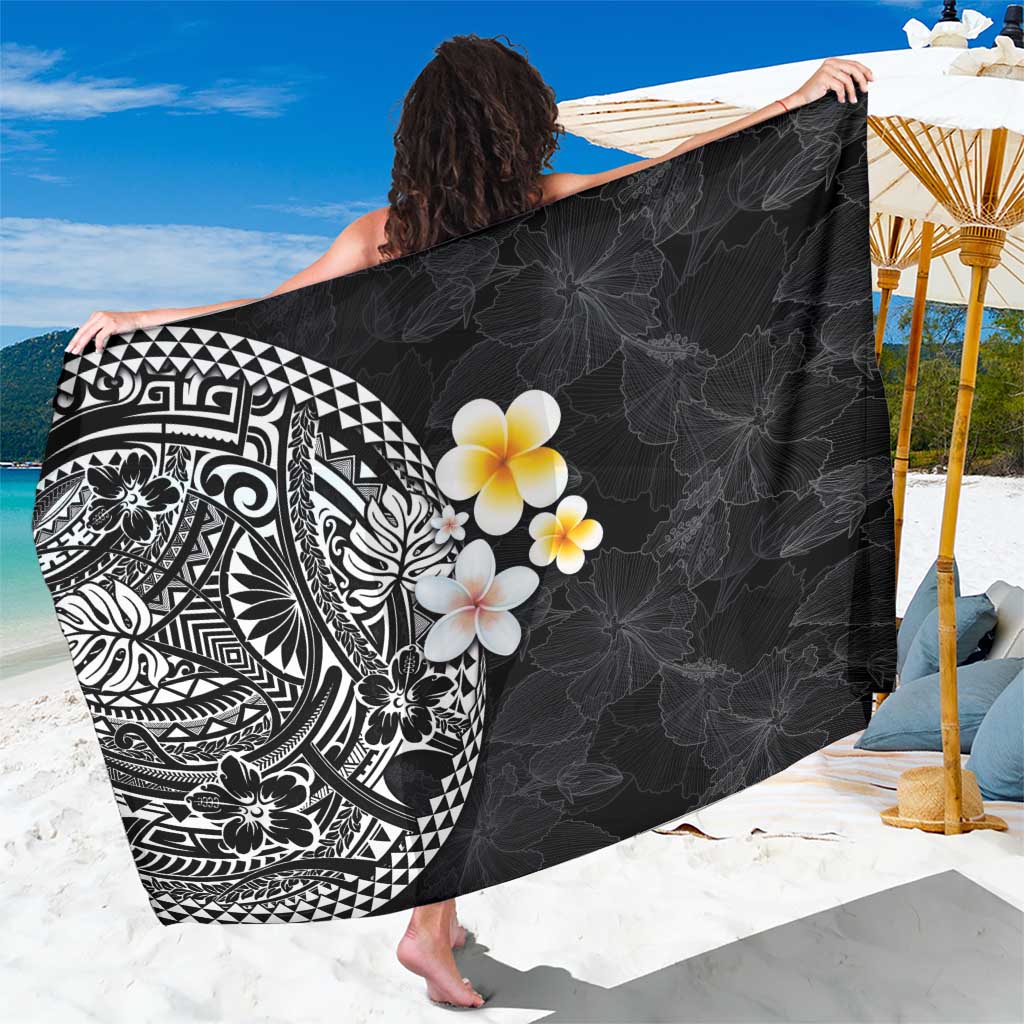 Hawaiian Hibiscus and Plumeria Polynesian Tribal Tattoo Sarong Black Color LT03 One Size 44 x 66 inches Black - Polynesian Pride