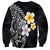 Hawaiian Hibiscus and Plumeria Polynesian Tribal Tattoo Sweatshirt Black Color