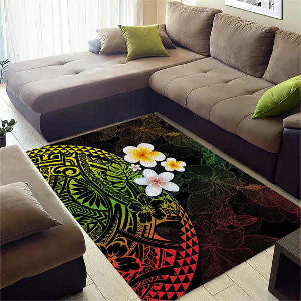 Hawaiian Hibiscus and Plumeria Polynesian Tribal Tattoo Area Rug Reggae ...