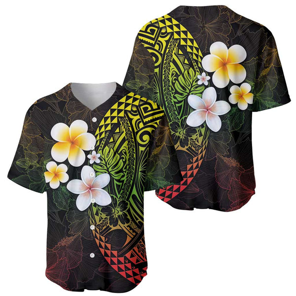 Polynesian Baseball Jacket Hibiscus Plumeria Flowers Polynesian Tribal Motif Patterns main image 0