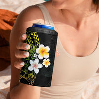 Hawaiian Hibiscus and Plumeria Polynesian Tribal Tattoo 4 in 1 Can Cooler Tumbler Reggae Color