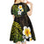 Hawaiian Hibiscus and Plumeria Polynesian Tribal Tattoo Kid Short Sleeve Dress Reggae Color